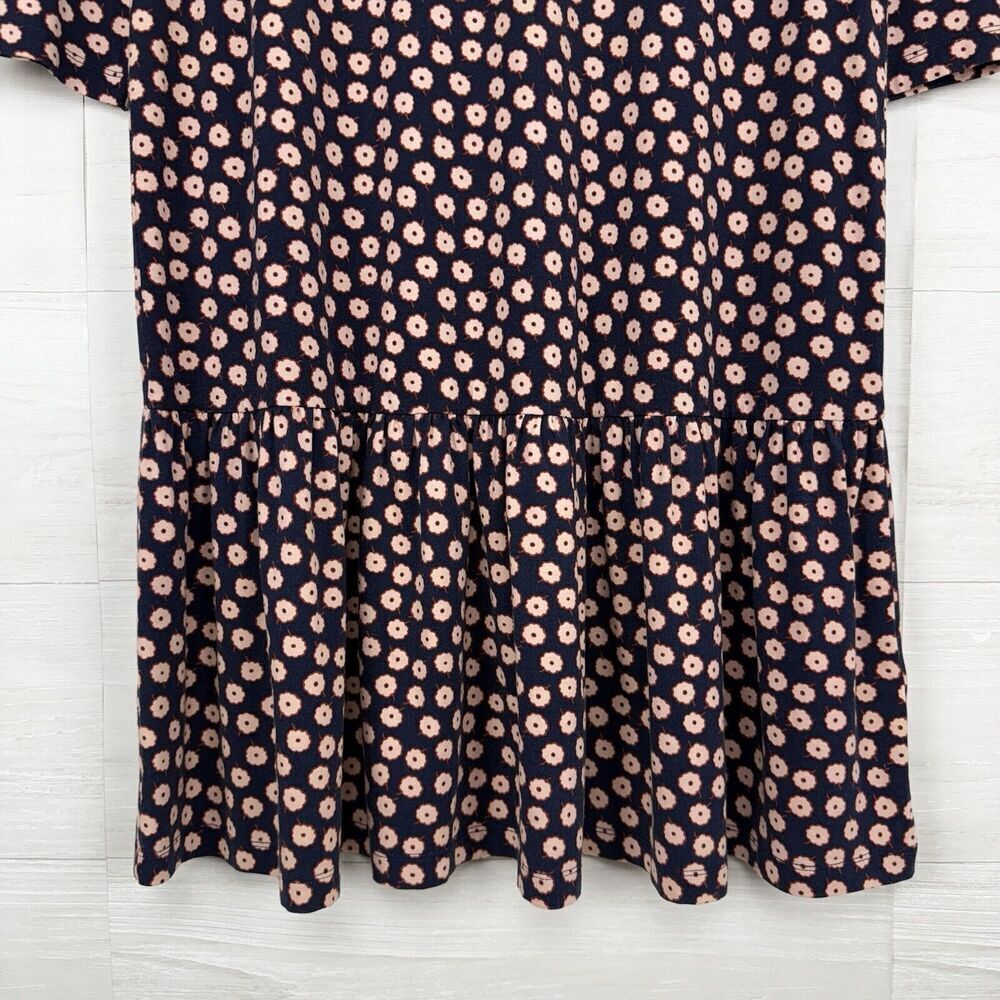 Boden Selena Jersey Knit Dress Size US 6R Floral Navy Keyhole Neck Peplum Hem - Picture 7 of 16